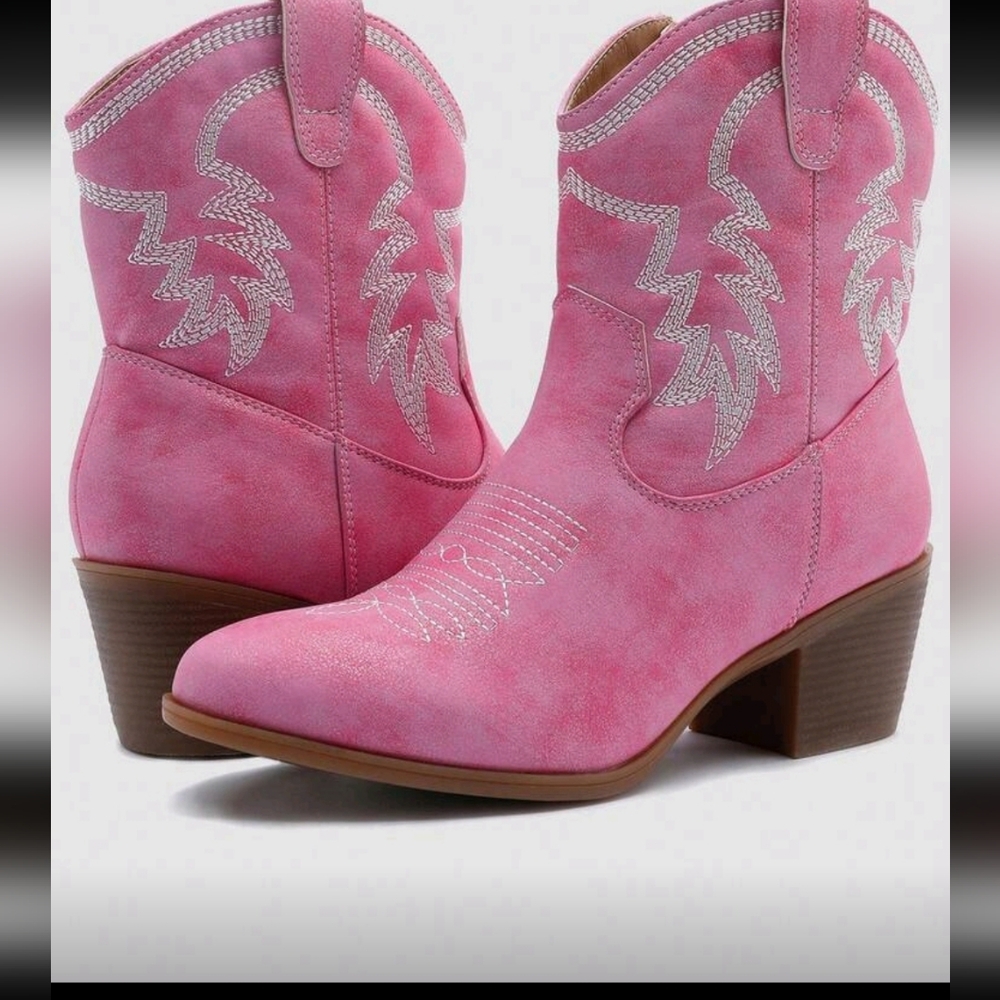 Global Win Pink Western Heeled Boots